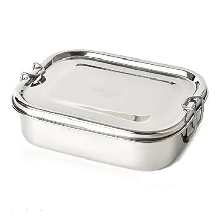 JVL Stainless Steel Rectangular Big Lunch Box Single Tier Food Grade ...